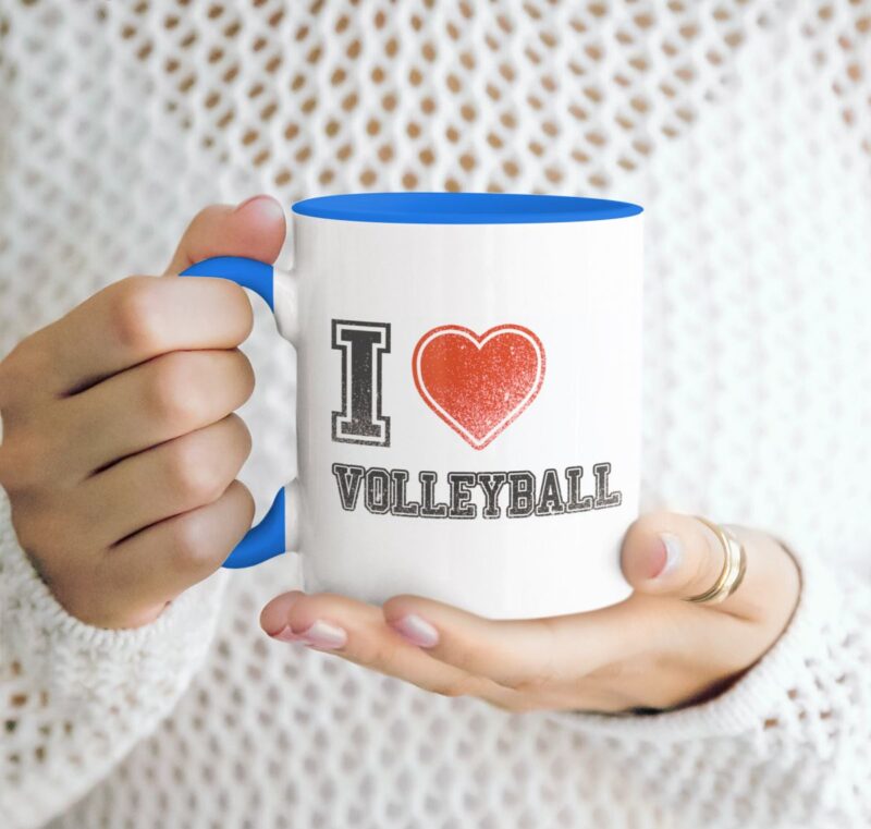 kubek siatkówka I Love Volleyball niebieski