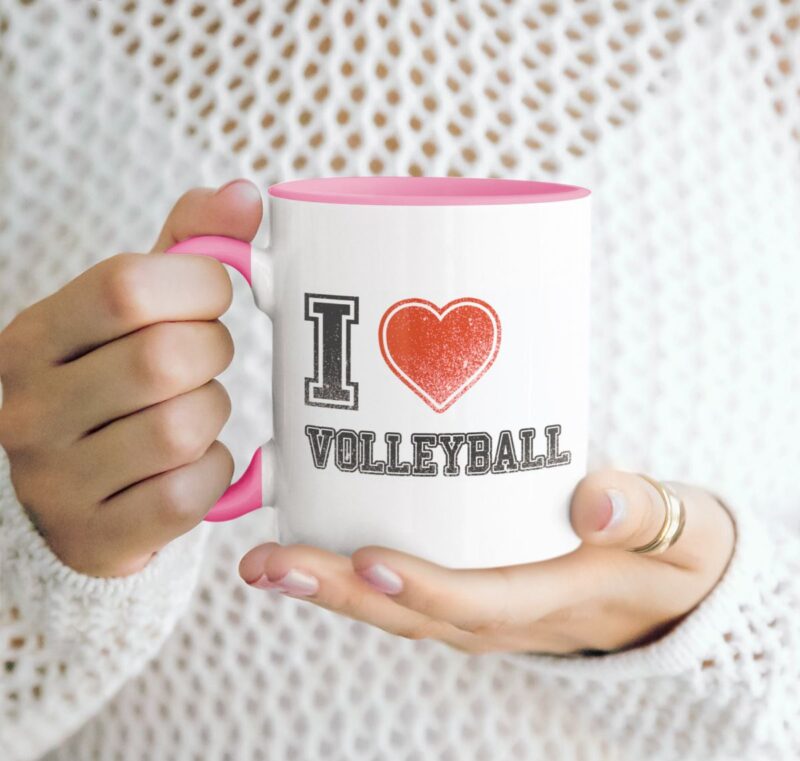 kubek siatkówka I Love Volleyball różowy
