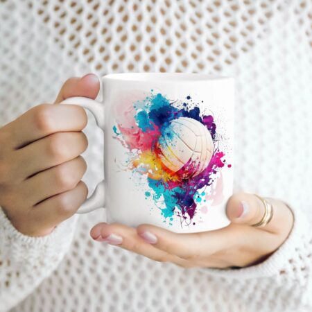 kubek siatkówka kolorowa piłka do siatkówki biały